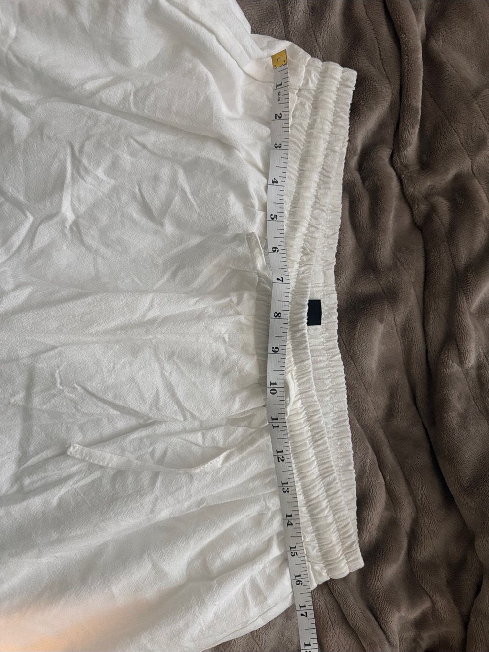 Womens White Elastic-Waist Ruffled Hem Pants - Picture 6 of 6